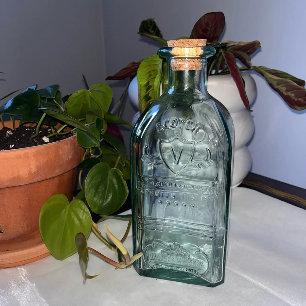 Vintage Inspired Decorative Glass Bottle w/ Cork Stopper